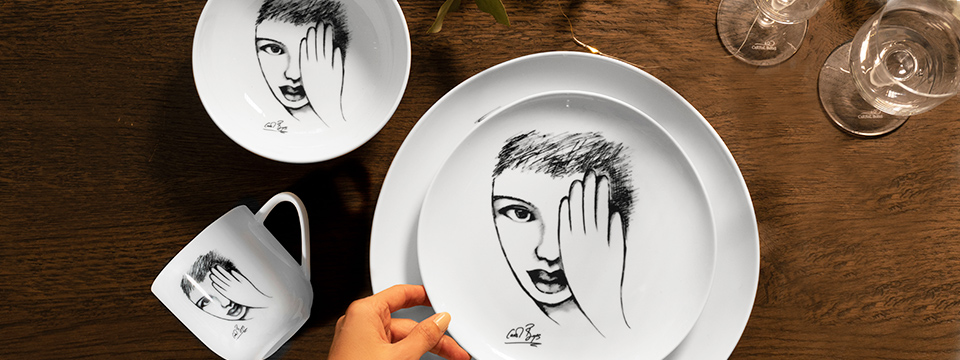 Black and White sketchbook plates banner