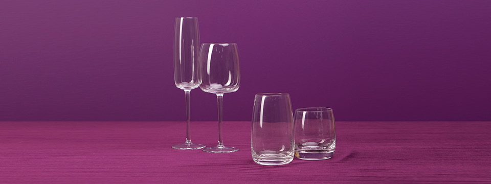 Glassware banner featuring different types of glasses