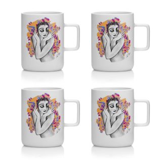 MUG SET OF 4 - pop art flutter