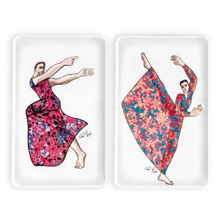 PLATTER RECTANGLE SET OF 2 - dancer - pink