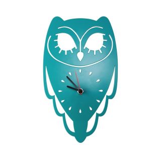 WALL CLOCK  -  hoot hoot - teal