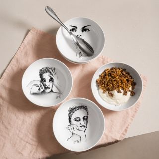 CEREAL / SOUP BOWL SET OF 4 - modern sketchbook mix